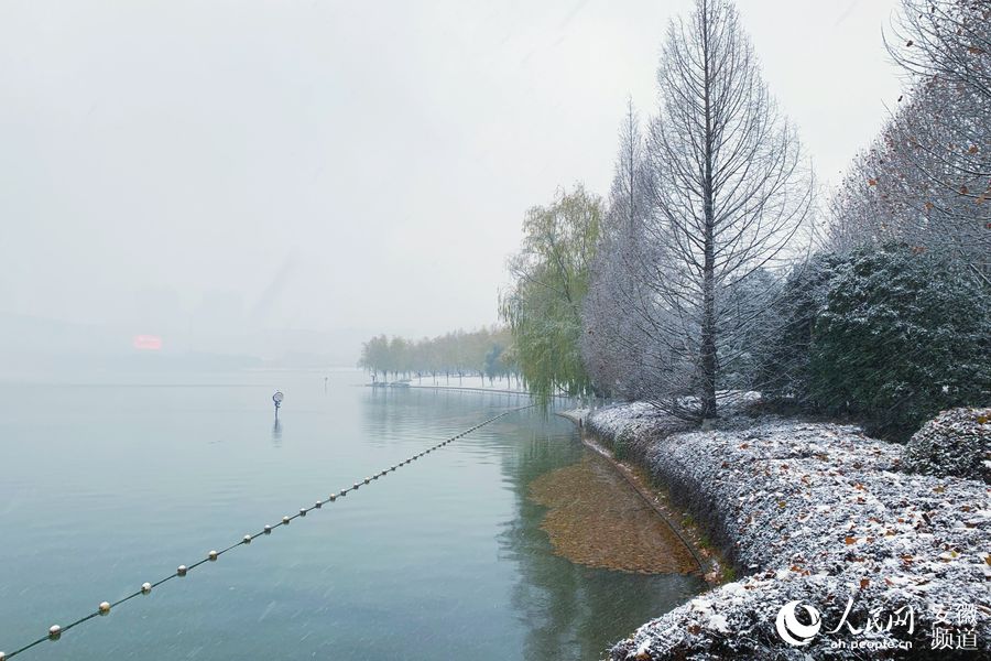 天鵝湖畔雪景 。人民網李希蒙 攝