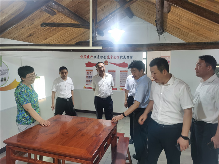 全椒縣新安鎮人大代表助力鄉村振興啟動儀式結束后，市人大常委會副主任查鏡波一行查看二郎口鎮廣平村代表小組活動室。楊興文 鄧浩供圖