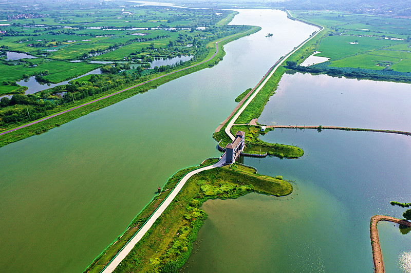 峨山镇沈弄村俯瞰峨溪河,尤如一条绿色缎带,蜿蜒曲折地穿过两岸绿色田野,充满浓郁的自然田园景色。鲁君元摄