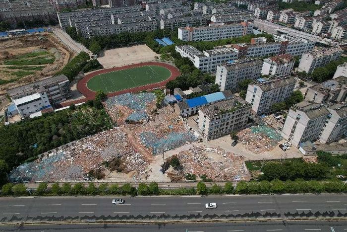 上派镇派河片区征迁后航拍图。上派镇供图