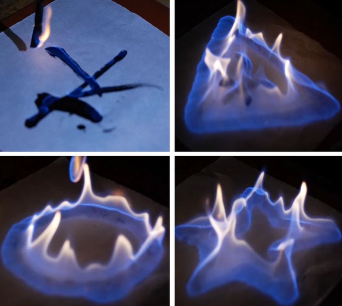 “火焰书法”实验现象图