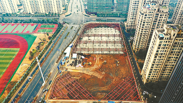 馬鞍山市政務服務中心東側游園廣場及地下人防工程項目採用HCU樁+裝配式型鋼支撐體系。 雨山經開區供圖