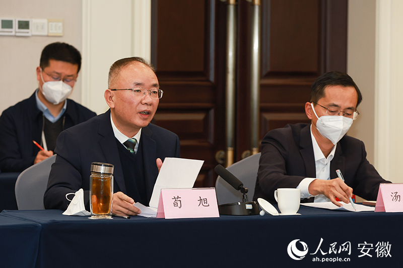安徽省政协委员荀旭在发言中。人民网 张俊摄