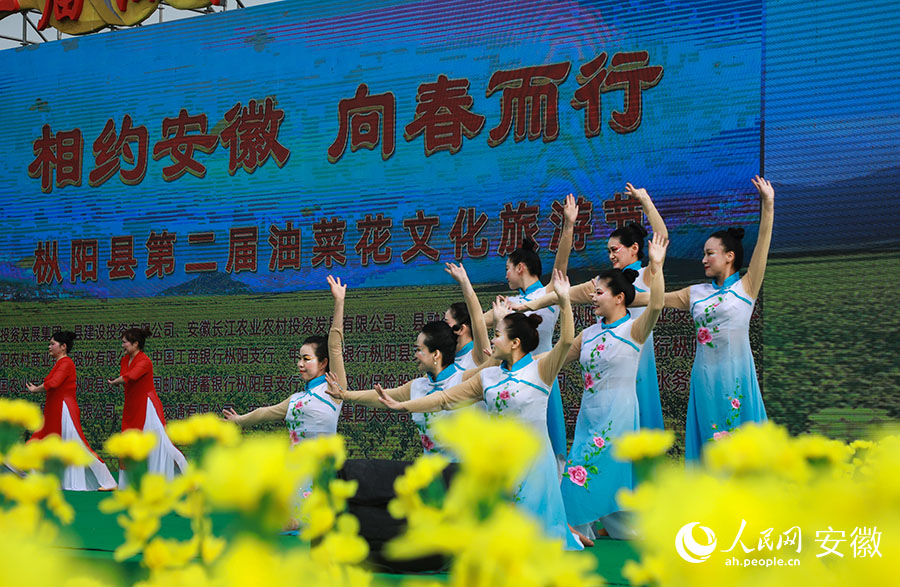 安徽枞阳县第二届油菜花文化旅游节盛大开幕。人民网 陶涛摄
