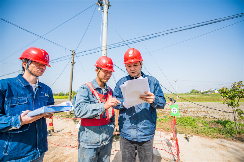 到施工一線檢查安全措施。廬江供電供圖