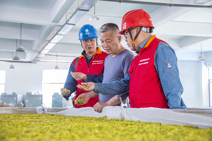 工作人员向苏化龙了解用电信息。