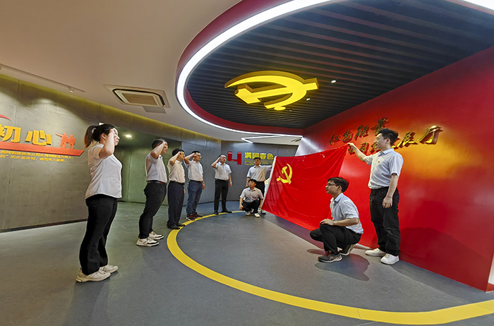 国网铜陵供电公司组织柔性团队成员开展党性教育。郜小兵拍摄
