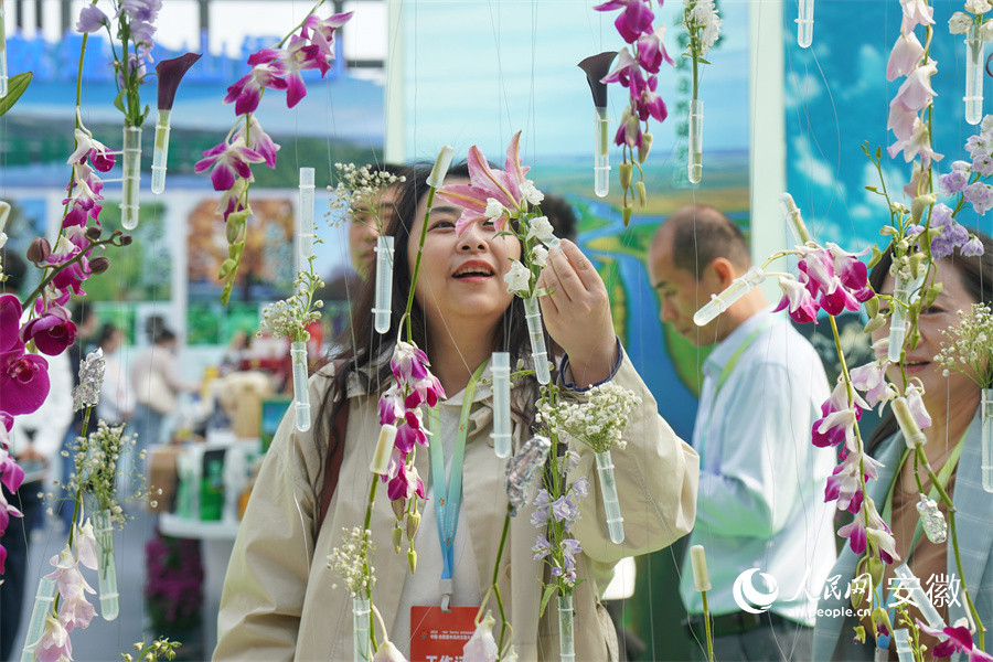 市民近距離觀賞展出的花卉。人民網記者 陳若天攝