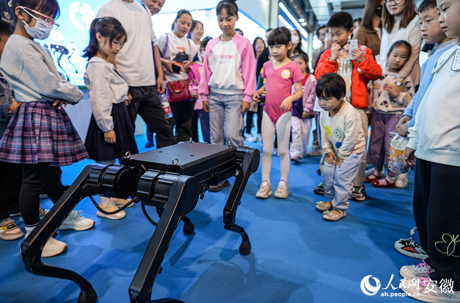 四足机器人备受孩子们青睐。人民网记者 苗子健摄