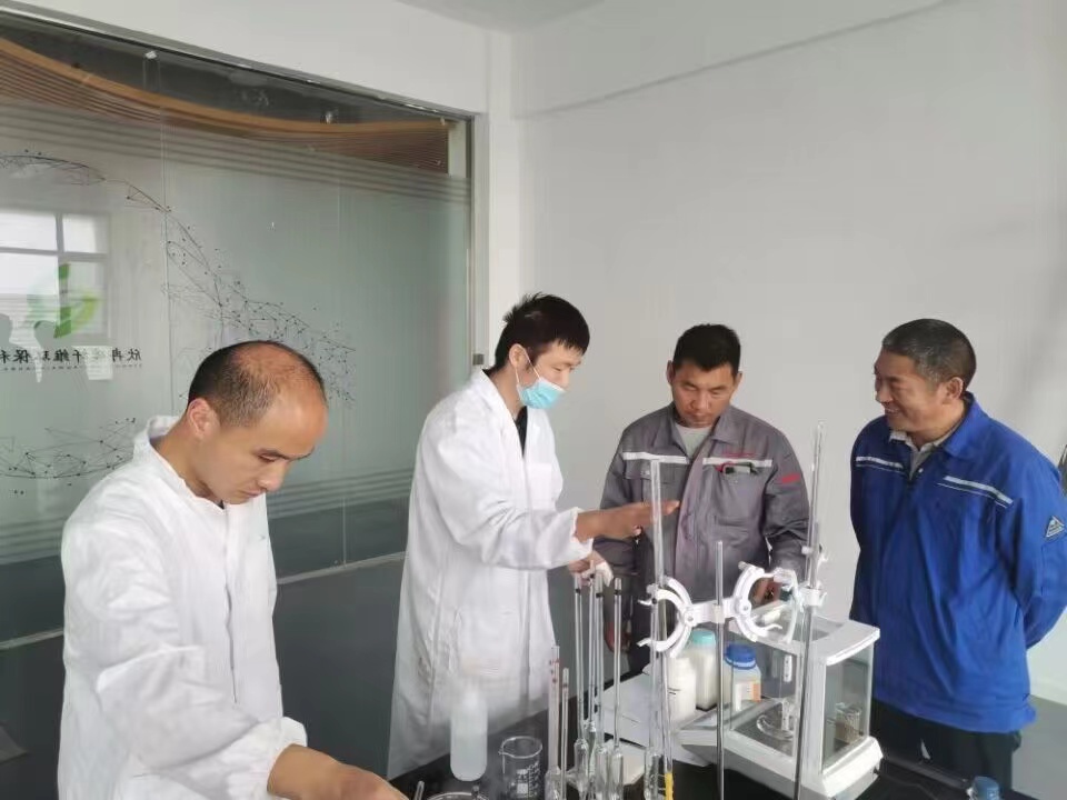 化學化工學院博士教師團隊赴安徽欣冉碳纖維環保科技有限公司指導技術人員進行相關產品研發。宿州學院供圖