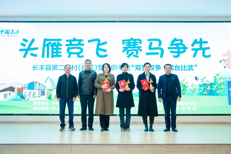 为获奖村（社区）书记颁奖。
