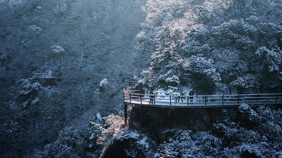 九华山瑞雪迎新春。李晓白供图