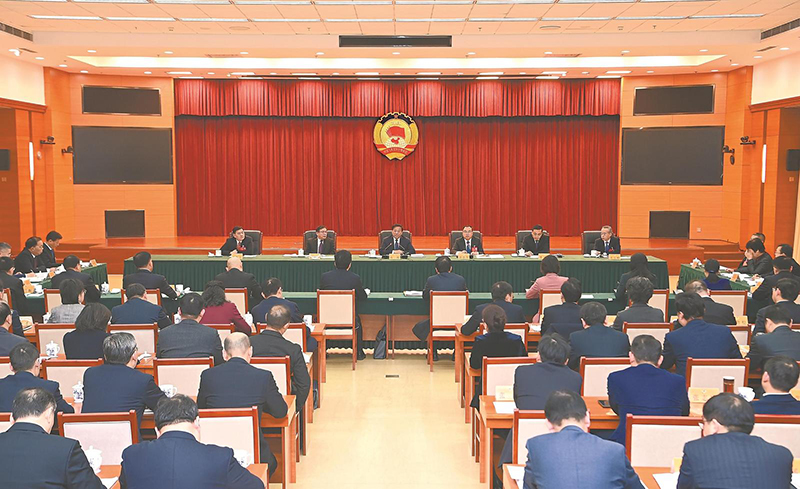 一月二十二日下午，省委書記韓俊在省政協十三屆二次會議民進、工會、經濟、社會福利和社會保障界聯組討論會場，聽取委員對大力發展汽車“首位產業”、加快建設具有國際競爭力的新能源汽車產業集群的意見建議。本報記者 楊 竹 攝