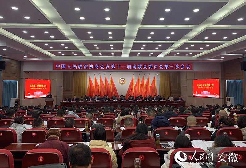 南陵县政协十一届三次会议开幕。人民网记者 汪瑞华摄