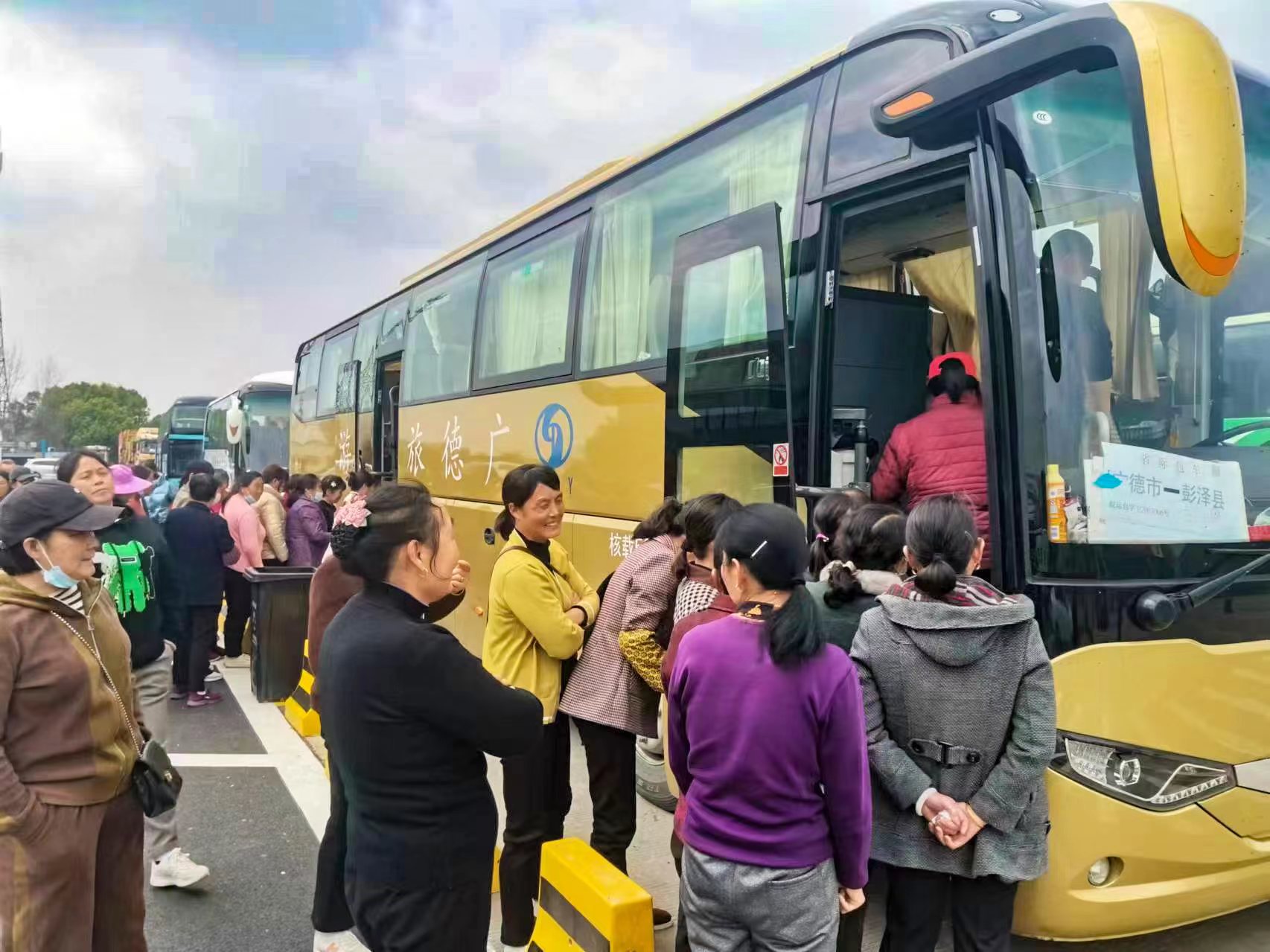 定制專車接送採茶工。廣德市交通運輸局供圖