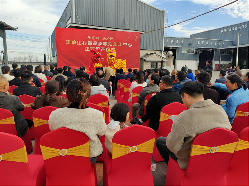 红杨镇珩琅山村粮油加工中心投产仪式。