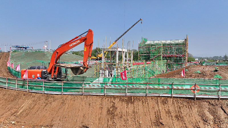 姑孰鎮老牛灣泵站重建工程項目現場。