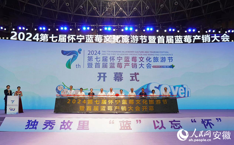 第七届怀宁蓝莓文化旅游节暨首届蓝莓产销大会开幕。人民网记者 陈若天摄