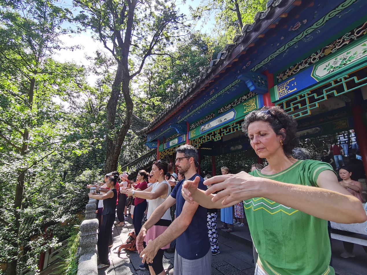 图片为法国东方文化传播中心在九华山感受山水文化