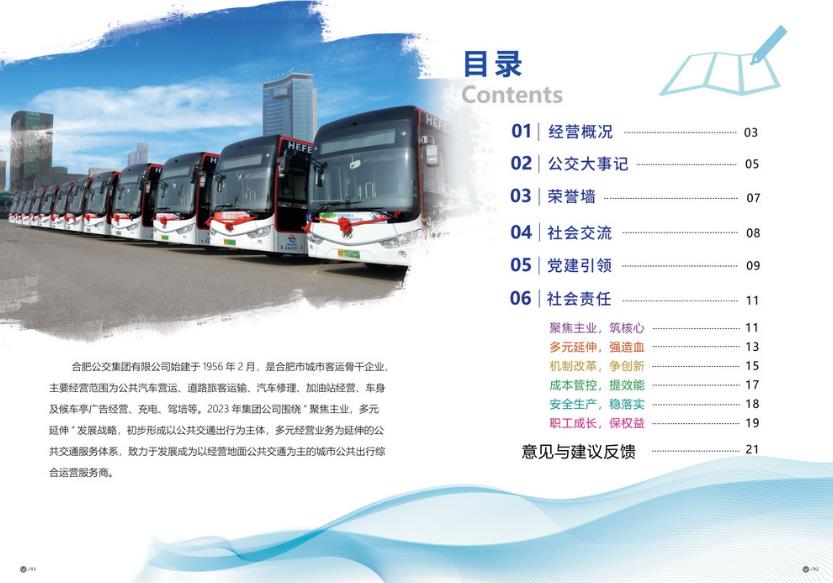 合肥公交集团概况及《合肥公交集团2023年社会责任报告》目录。