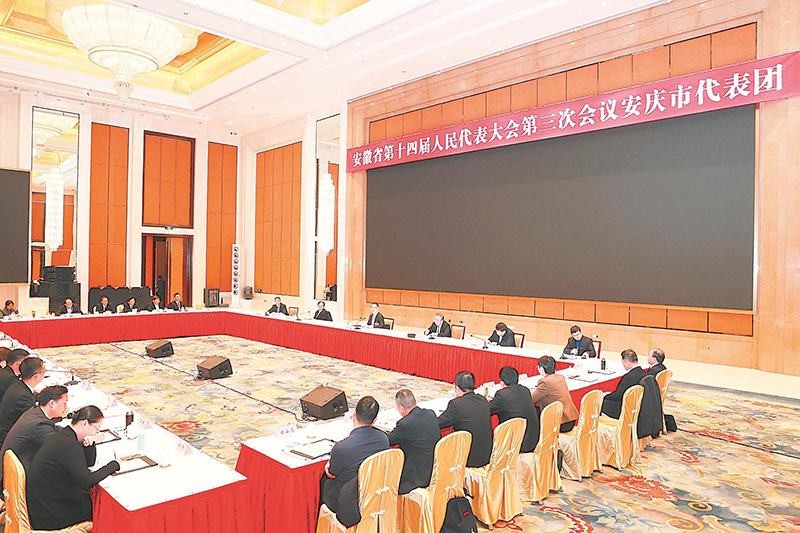 1月21日上午，省长王清宪来到安庆市代表团，与代表们一起审议《政府工作报告》。 记者 杨竹 许昊 摄