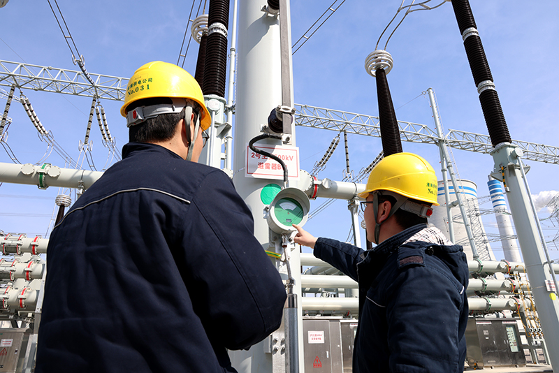 抄錄避雷器動作次數及泄漏電流數值。國網淮南市供電公司供圖