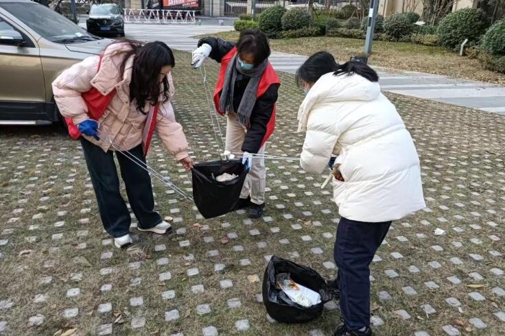 “黨員先鋒隊”清理小區垃圾。長豐縣雙墩鎮供圖