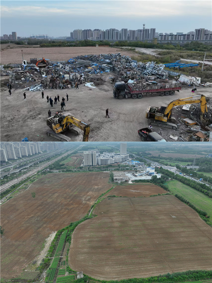 雙墩鎮重點清理了沿線開荒種地和亂搭亂建，一處影響環境的大型廢品收購站被成功搬遷，場地已平整復耕。楊慶遠攝