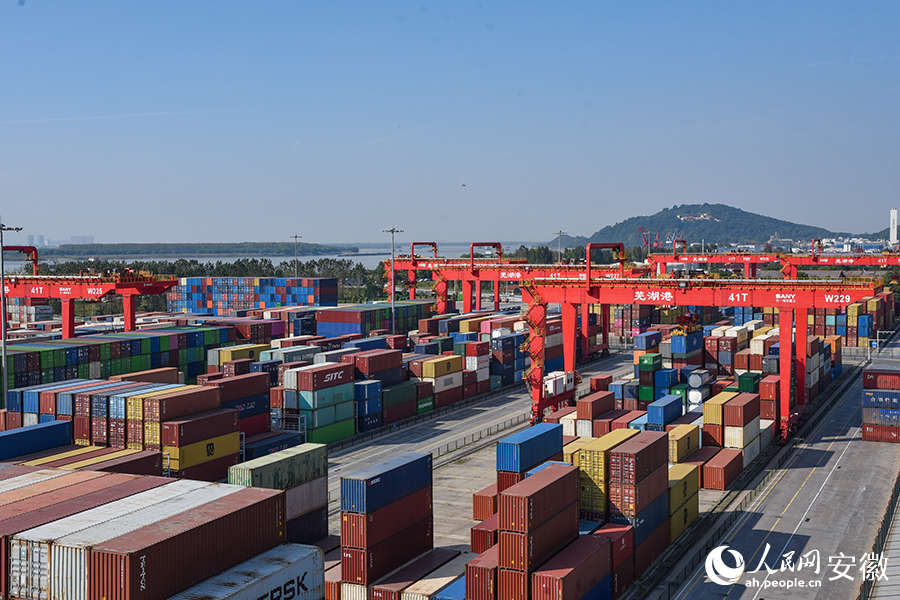 繁忙的芜湖港。人民网记者 李希蒙摄