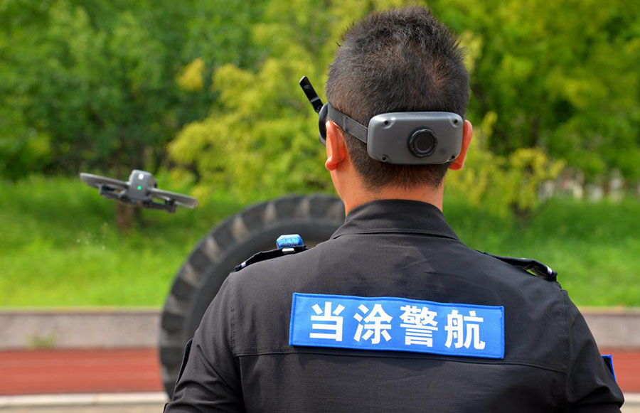 7月16日，安徽省當涂縣公安局特巡警大隊開展無人機穿越技戰術訓練。