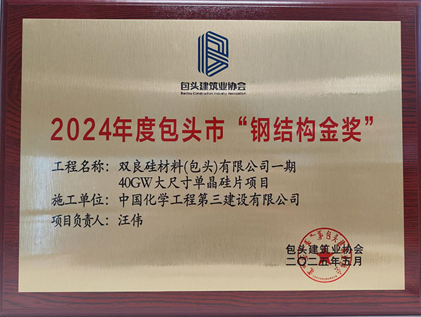 中國化學三化建多個項目榮獲包頭市“鋼結構金獎”及“安裝之星”。中國化學三化建供圖
