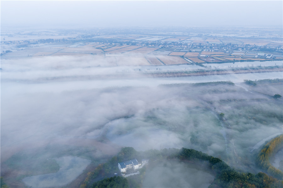 晨霧彌漫似仙境。何先發攝