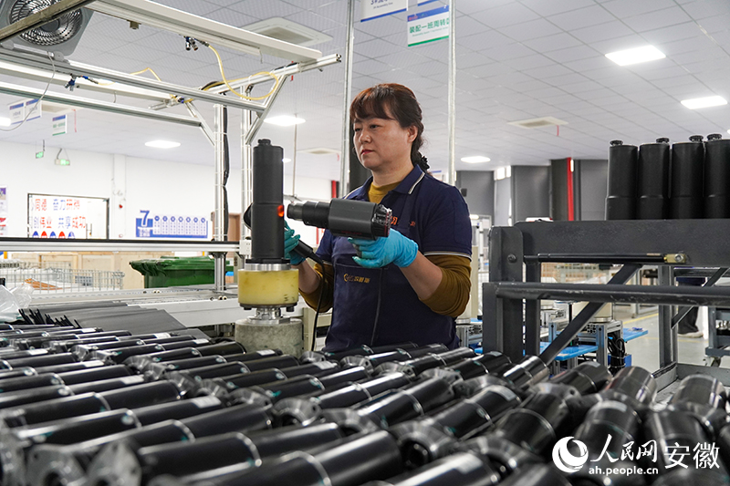 滁州汉普斯新能源科技有限公司生产线正在作业。人民网记者 陈若天摄