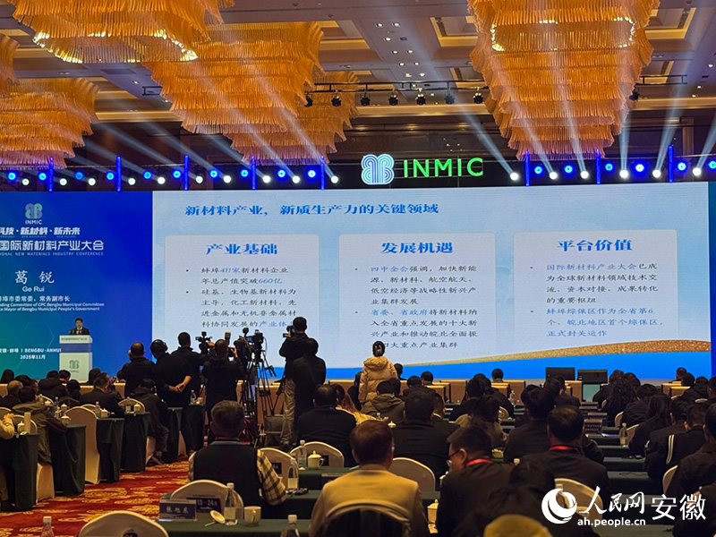 蚌埠市相关领导作产业推介。人民网记者 吕欢欢摄