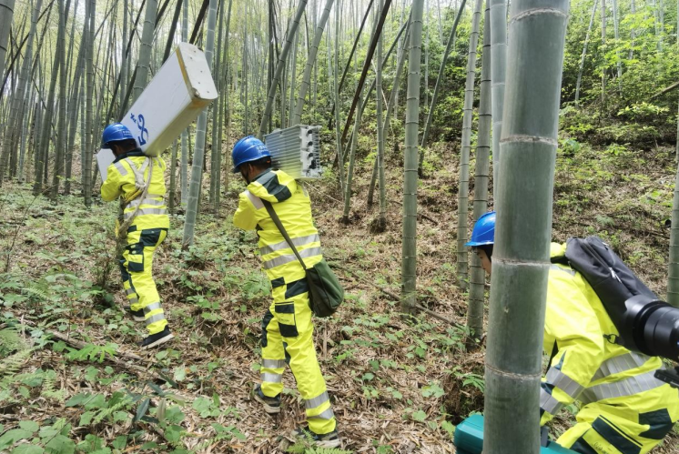 安徽移动网络团队人力运输建设物资。