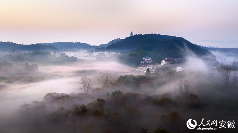 万佛湖晨雾如画。人民网 郭昊摄