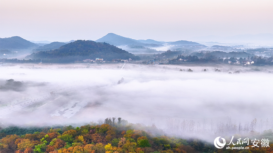 清晨的万佛湖宛若一幅水墨画卷。人民网 郭昊摄