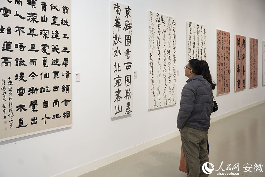 市民驻足欣赏参展作品。人民网记者 王锐摄