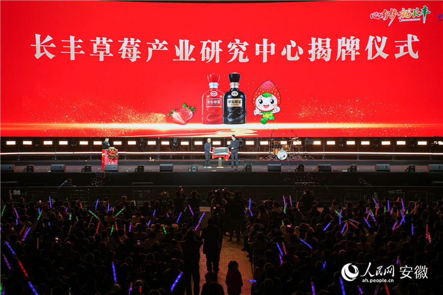 會上，長豐草莓產業研究中心揭牌。人民網記者 王銳攝