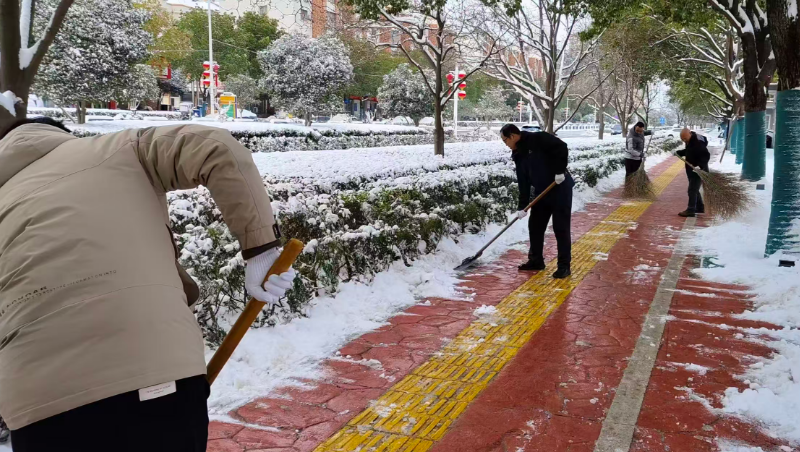阜南千名志愿者下沉社区除雪破冰。