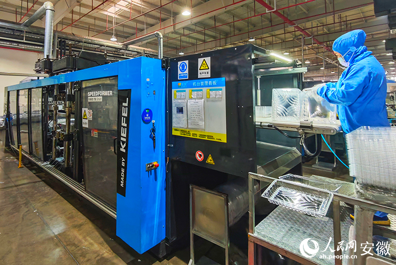 安徽乐岁新材料有限公司的自动化生产线。人民网记者 周坤摄