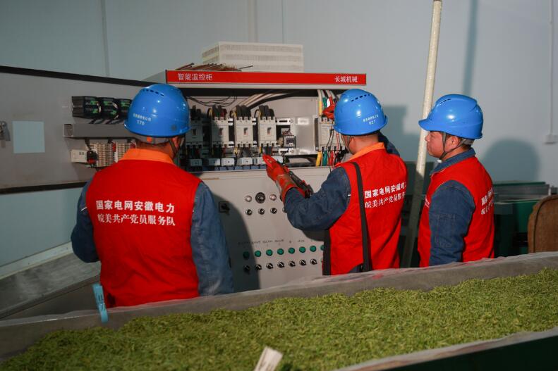 供电服务人员了解春茶加工用电情况。