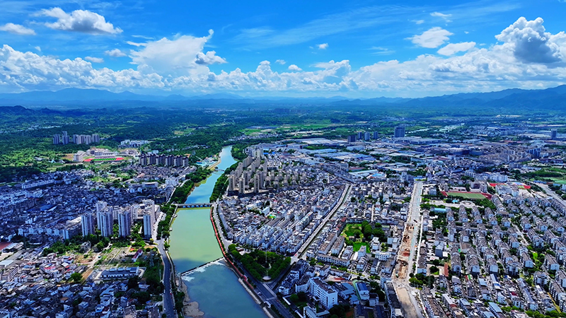 航拍徽州區城區。徽州區委宣傳部供圖