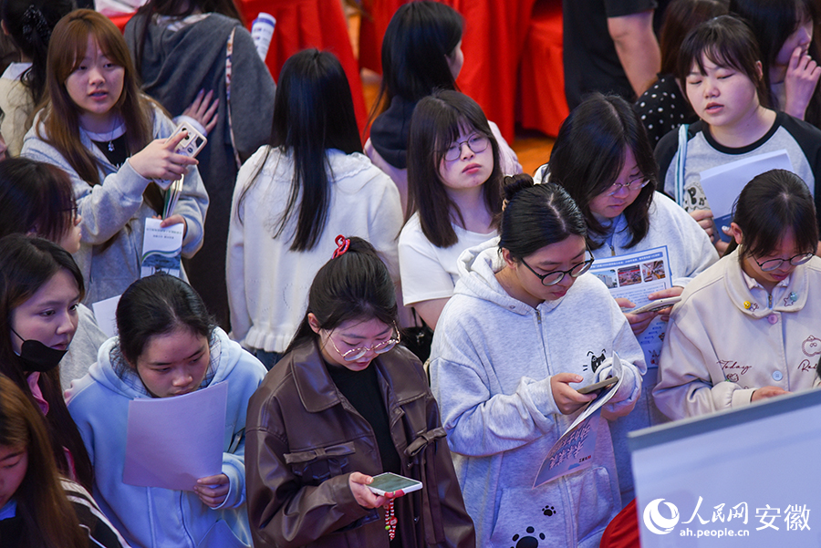 同學們正在咨詢崗位。人民網記者 李希蒙攝