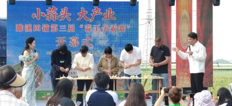 蒜农剥蒜比赛。郑明礼摄