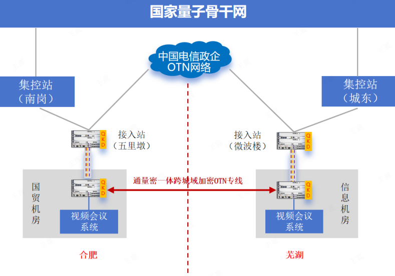 合肥-芜湖通量密一体加密OTN专线方案示意图