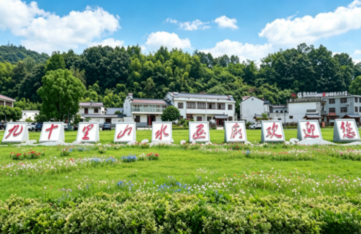 公路沿线九十里三水画廊美景如画