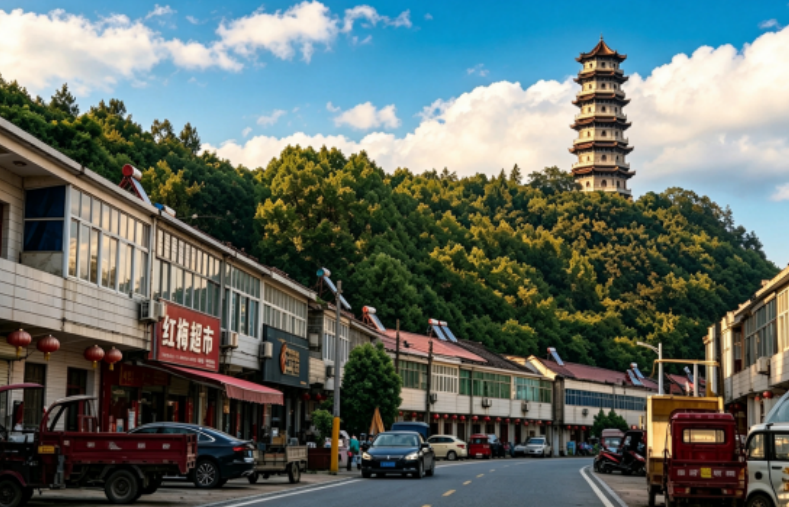 紧邻大华山景区的红梅超市