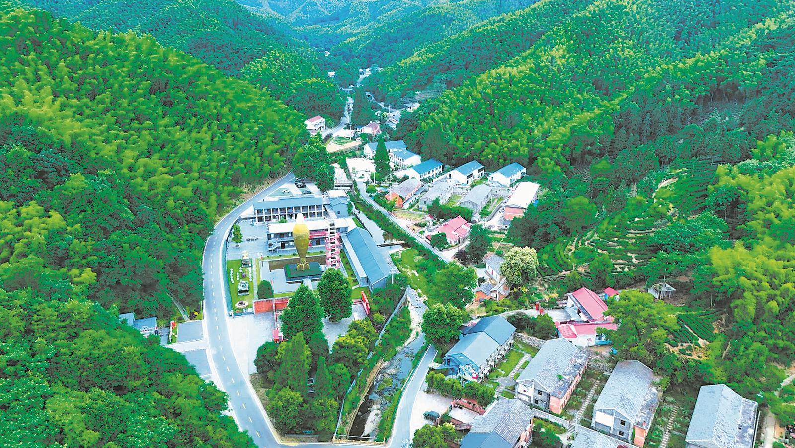 霍山县诸佛庵镇仙人冲画家村鸟瞰。通讯员 雷威 摄