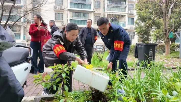 开展联合执法进小区专项行动。泾县融媒体中心供图